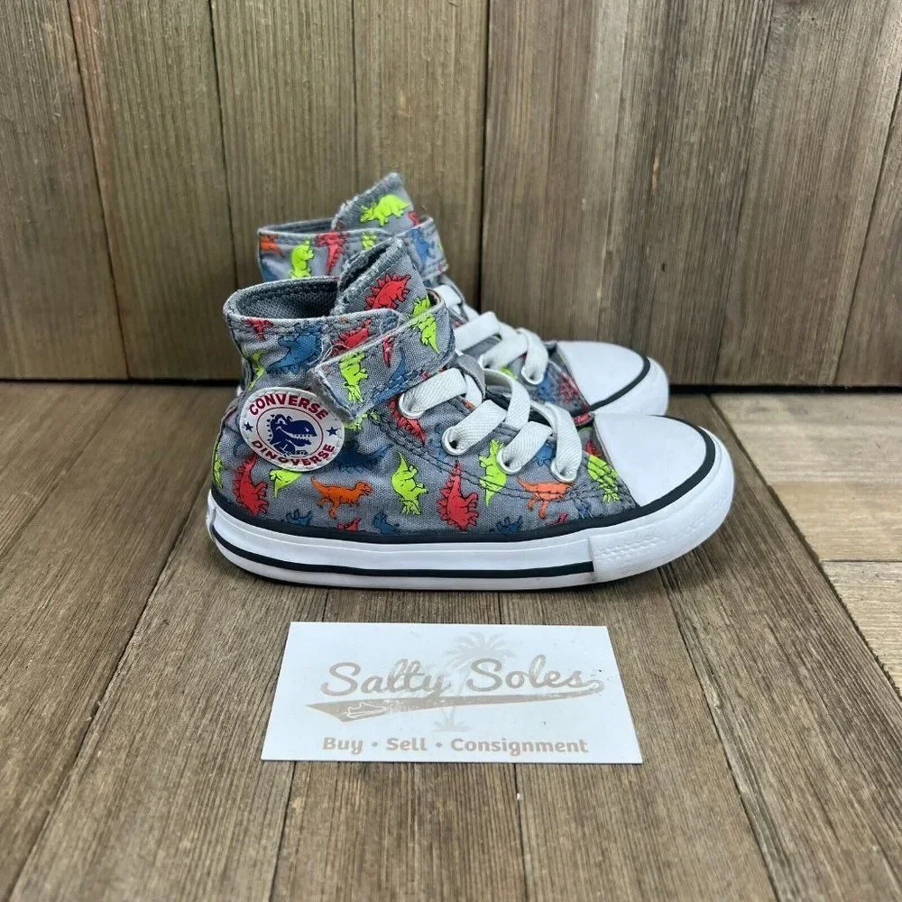 Converse CT All Star Dinoverse Toddler Size 7.5 Grey Dinosaur Sneakers Shoes